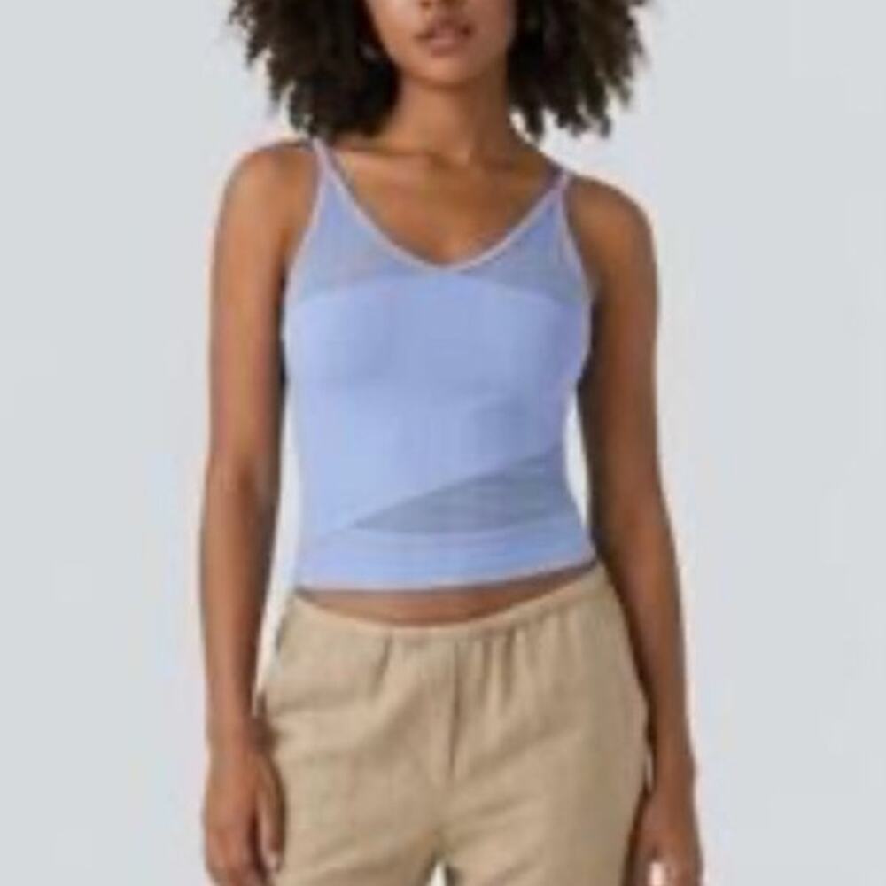 Halara Twist Active Tank Top Mesh V Neck Size Medium NEW Summer Athleisure